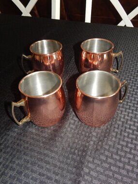 LOT Bar Set of 4 ECO ONE by SILVER ONE INT’L Copper Moscow Mule Mugs Drink Cups